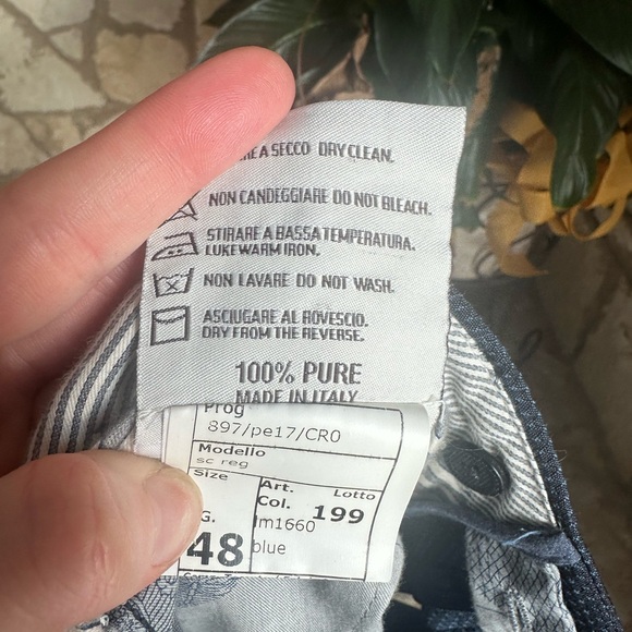 Made in Italy Mens Berwich Trousers Navy Blue Wool Blend - Picture 2 of 3